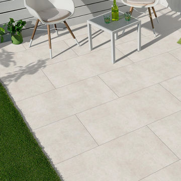 Cemento Ivory Outdoor Porcelain Paving Slabs - 900x600x20 mm