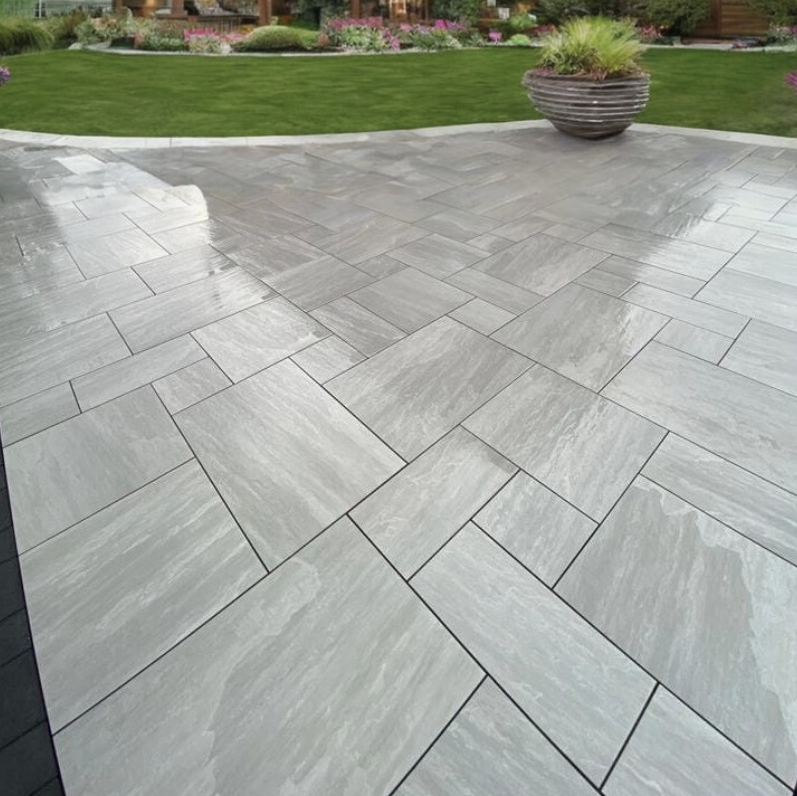 Kandla Grey Outdoor Porcelain Paving Slabs - Mix Size