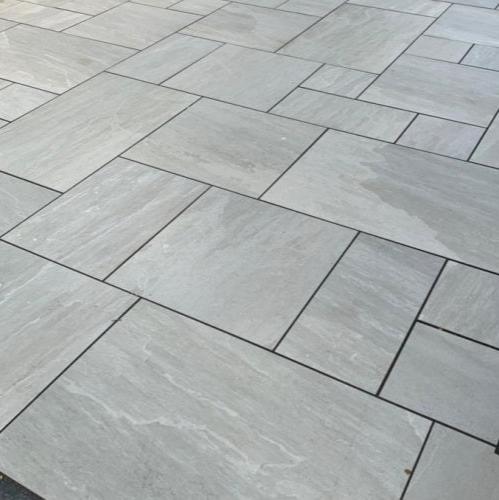 Kandla Grey Outdoor Porcelain Paving Slabs - Mix Size