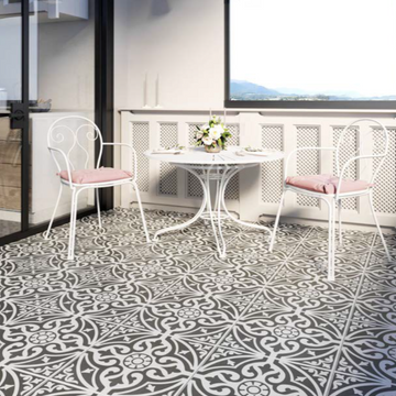 Patterned Black Decor Porcelain Tile - 330x300mm