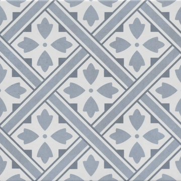 Patterned Blue Decor Porcelain Tile - 330x300mm