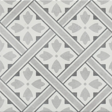 Patterned Geo Grey Decor Porcelain Tile - 330x300mm