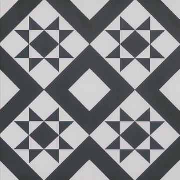 Patterned Geometric Black Decor Porcelain Tile - 330x300mm