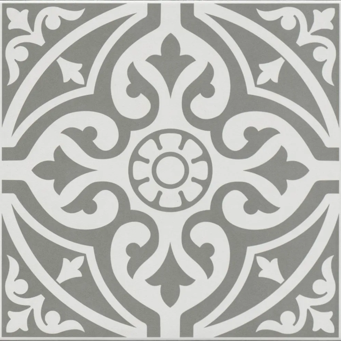 Patterned Grey Decor Porcelain Tile - 330x300mm