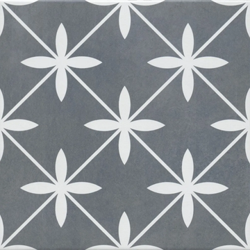 Patterned Retro Grey Decor Porcelain Tile - 330x300mm