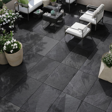 Peru Black Outdoor Porcelain Paving Slabs - 900x600x20 mm