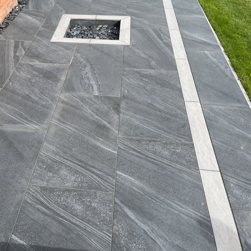 Pompei Black Outdoor Porcelain Paving Slabs - 1200X600x20mm