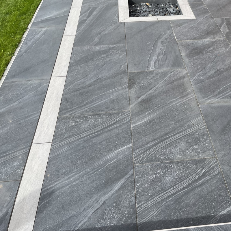 Pompei Black Outdoor Porcelain Paving Slabs - 600x600x20 mm