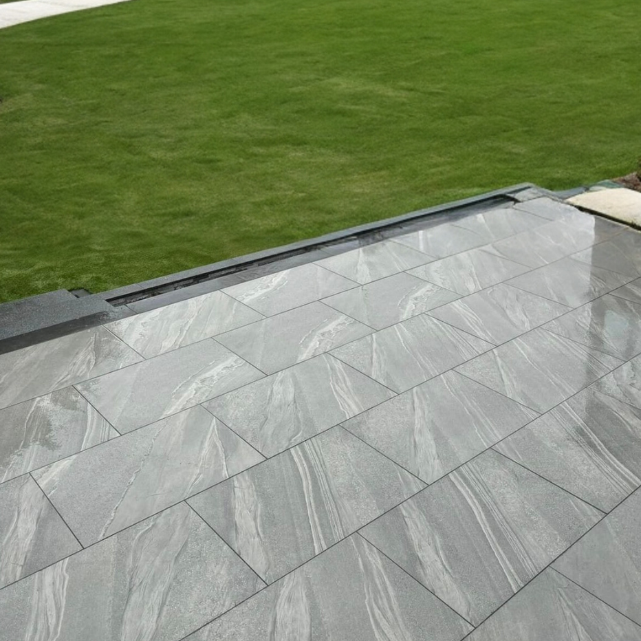 Pompei Grey Outdoor Porcelain Paving Slabs - 900x600x20 mm