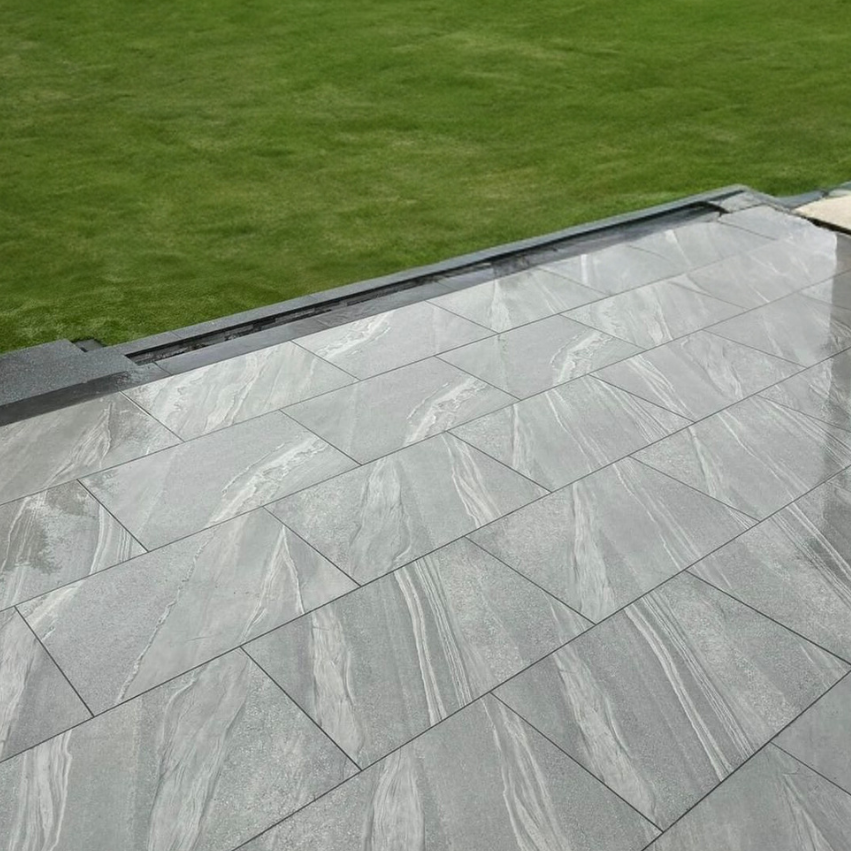 Pompei Grey Outdoor Porcelain Paving Slabs - 600x600x20 mm