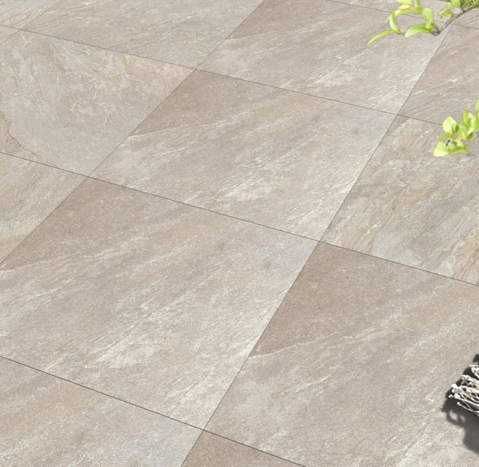 Quarzite Beige Outdoor Porcelain Paving Slabs - 800x800x20 mm