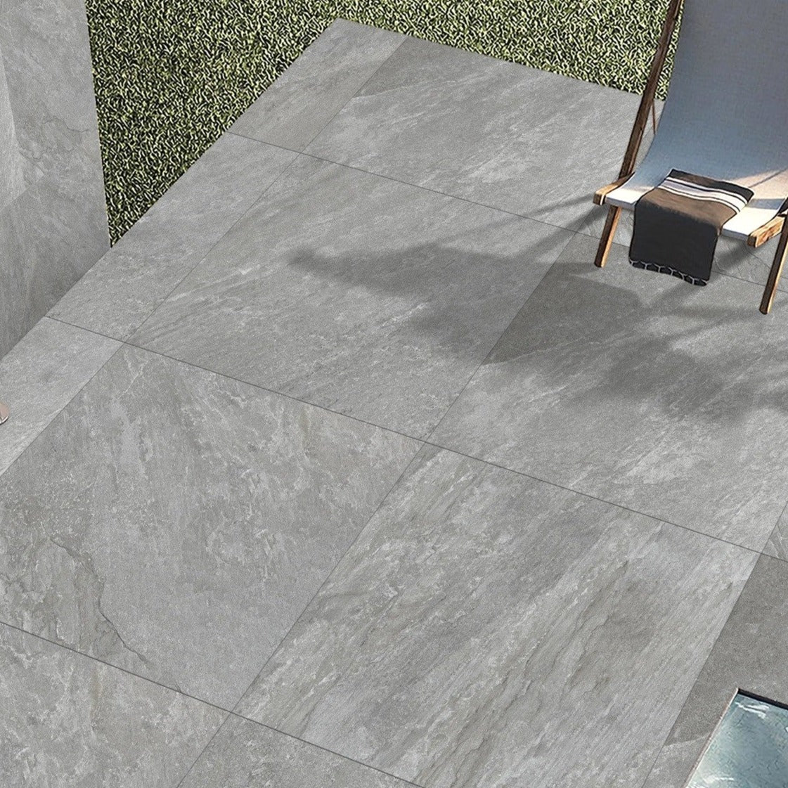 Quarzite Grey Outdoor Porcelain Paving Slabs - 800x800x20 mm