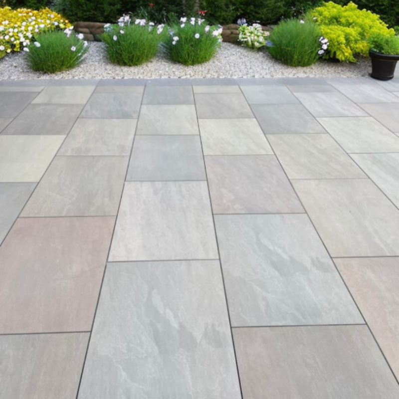 Raj Green Outdoor Porcelain Paving Slabs - 900x600x20 mm