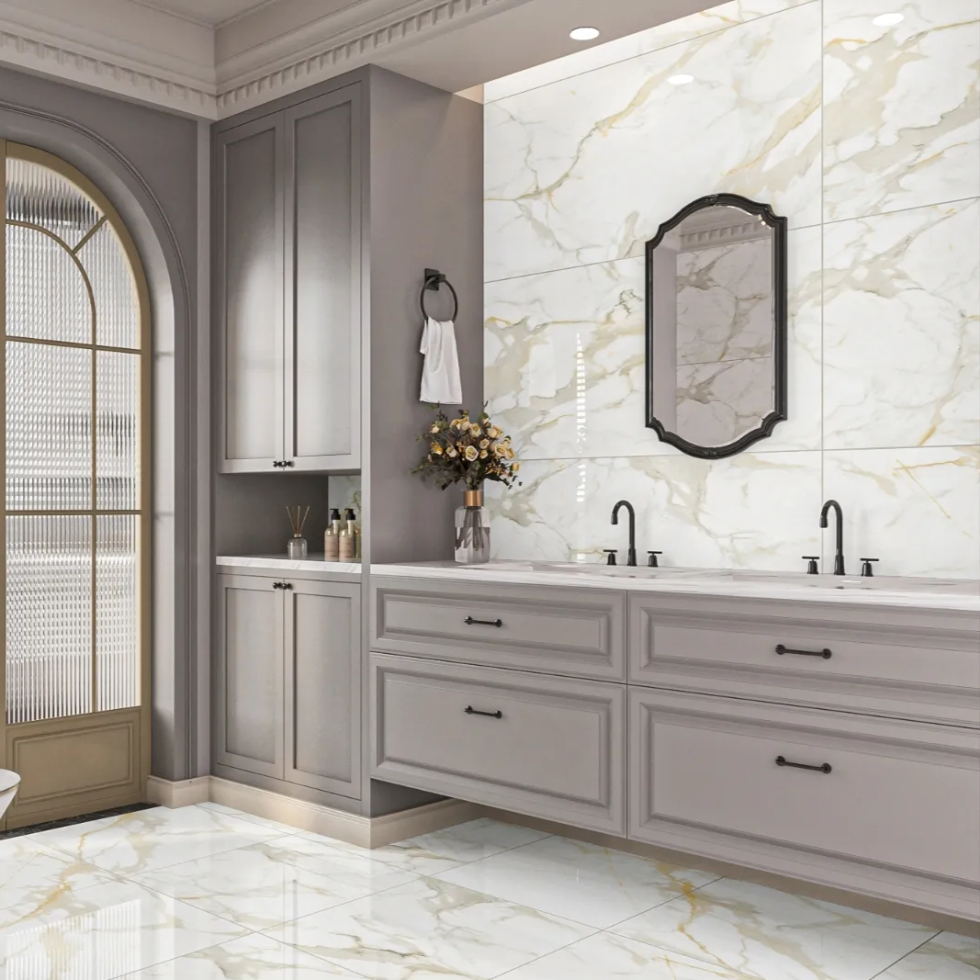 Statuario Gold Polished Wall & Floor Porcelain Tile-1200x600mm