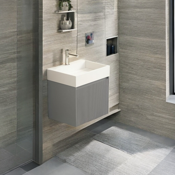 Turin Fluted Grey Vanity With Inner Drawer and Stone Resin Basin - 600mm