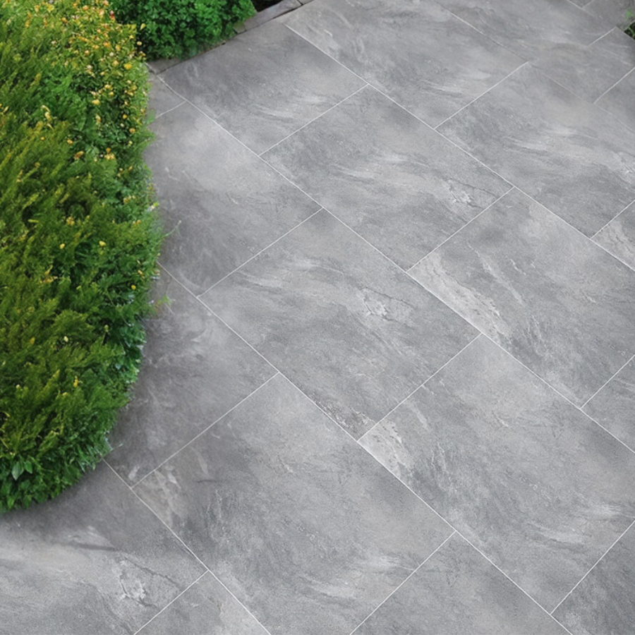 Venice Grey Outdoor Porcelain Paving Slabs - 900x600x20 mm