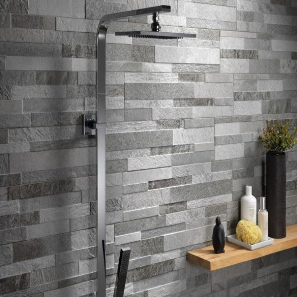 York Grey Split Face Wall Cladding Tile 156x606 mm