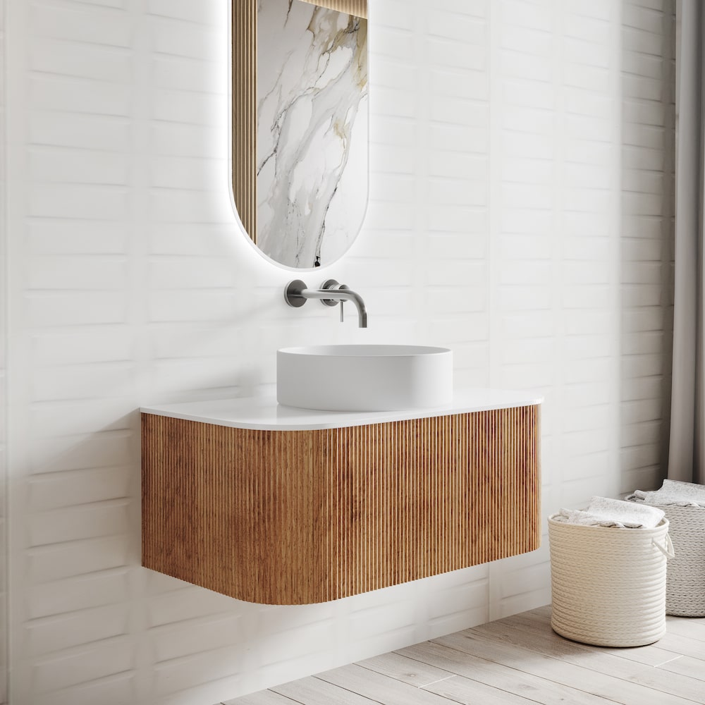 Phuket Solid Wood Fluted Vanity With/ Without LED Mirror - 750mm