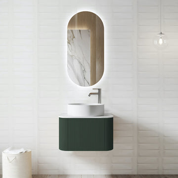 Phuket Solid Wood Fluted Dark Green Vanity - 750 / 900mm