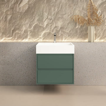 New York Green Vanity With Stone Resin Basin - 600mm