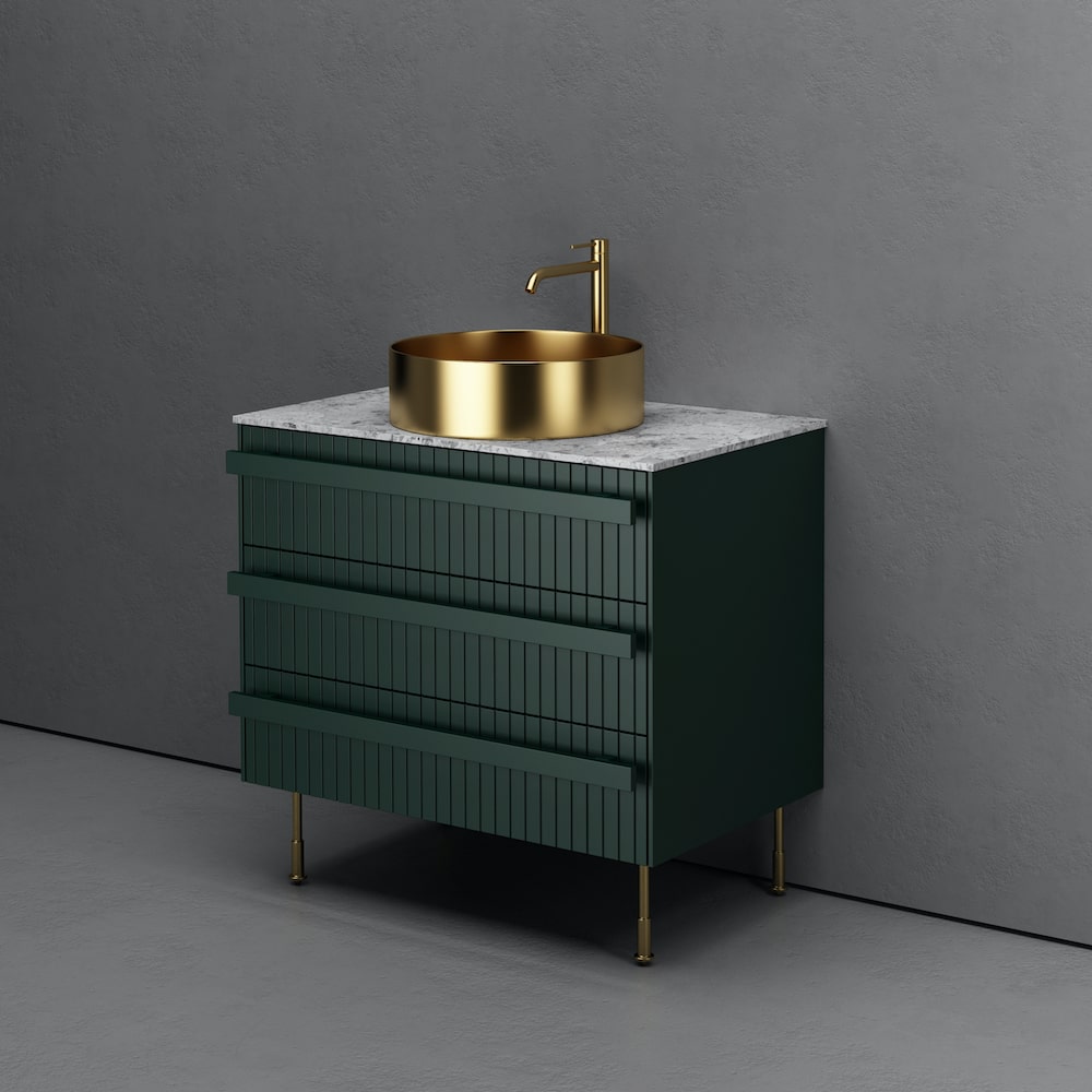 Caprera Floor-standing Fluted Vanity With Gold Basin - 800mm