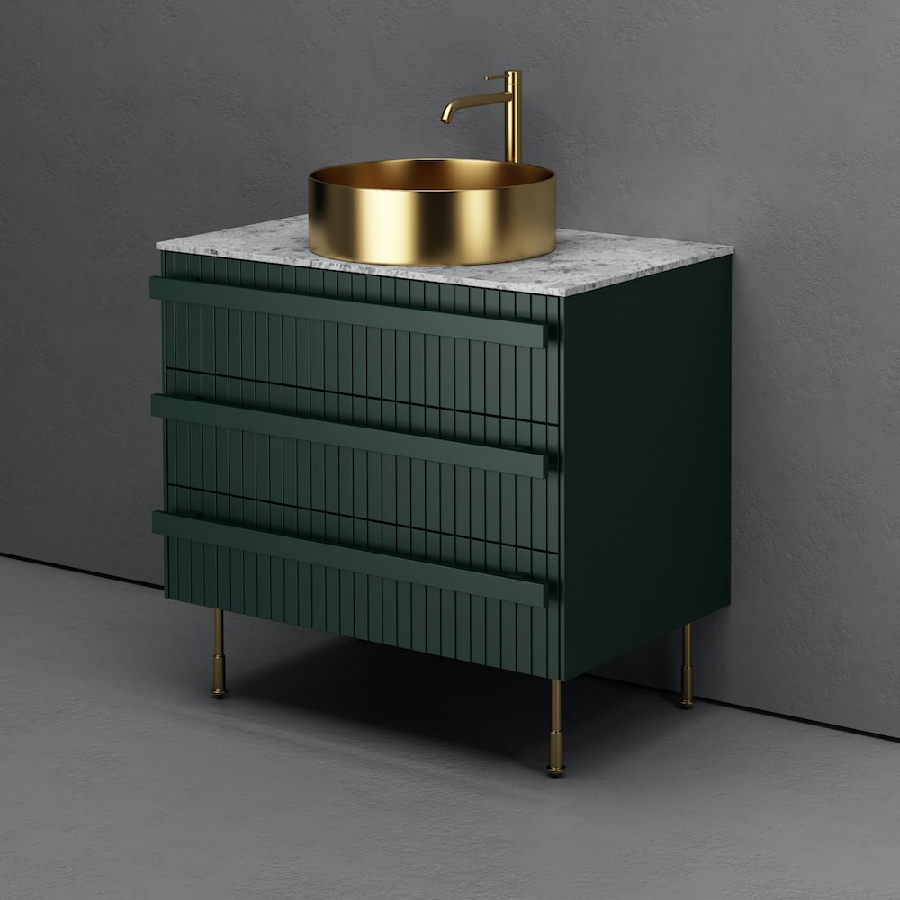 Caprera Floor-standing Fluted Vanity With Gold Basin - 800mm