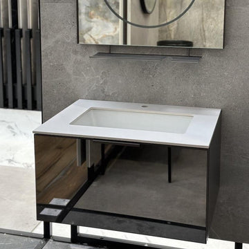 Forli Glass Drawer Vanity With Metal Shelf & Sensor Light - 750mm