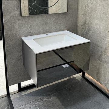 Forli Glass Drawer Vanity With Metal Shelf & Sensor Light - 750mm