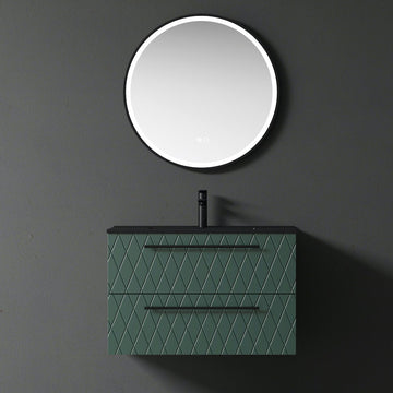 Novara Green Vanity With Matt Black Basin with FREE Aluminium Frame LED Mirror - 800mm