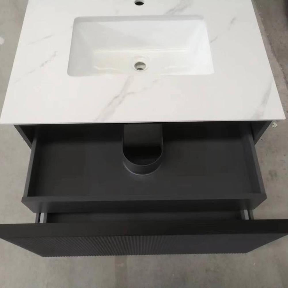 Forli Anthracite Fluted Vanity With Dual Inner Drawer - 800mm