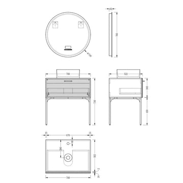 Belmondo Solid Wood Fluted Vanity - 700mm