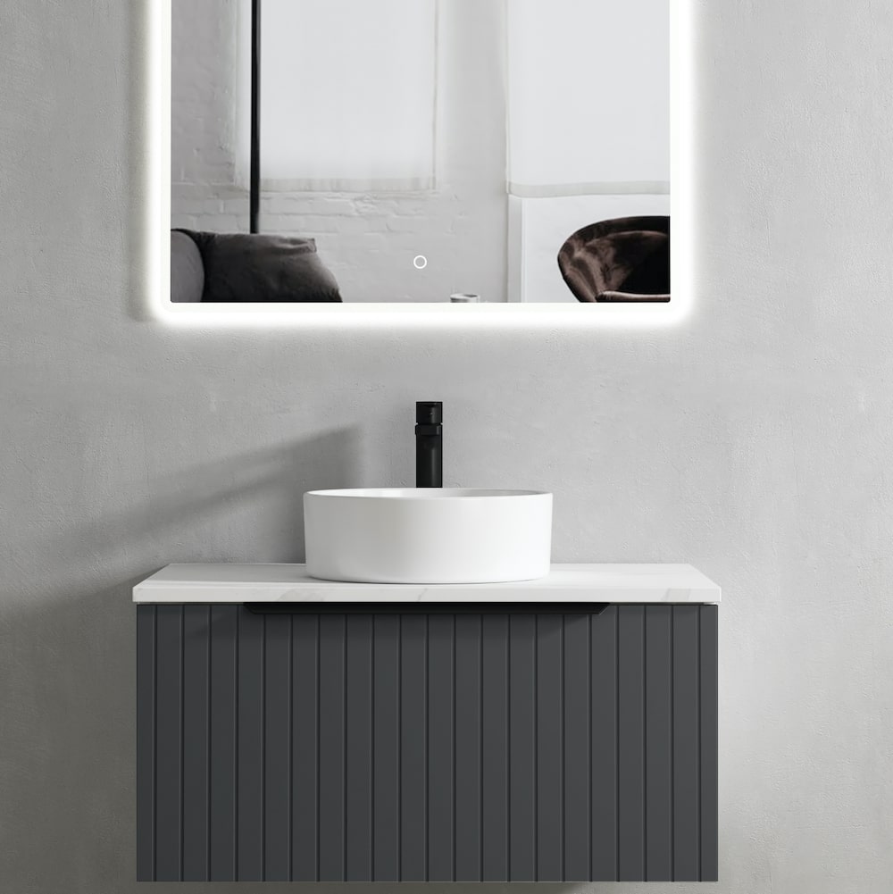 Valley Dark Grey Fluted Vanity - 800mm