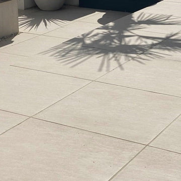 Tasos Cream Outdoor Porcelain Paving Slabs - 600x600x20 mm